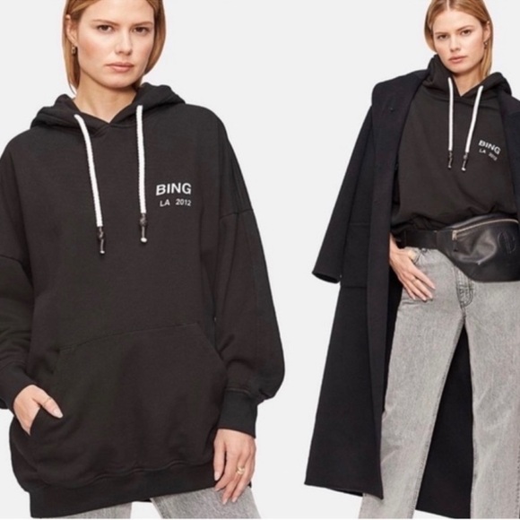 ANINE BING Lottie Hoodie in Black SZ M/L - Picture 1 of 9